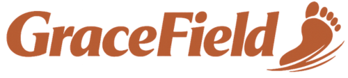 GraceField logo with a stylized foot icon on a white background
